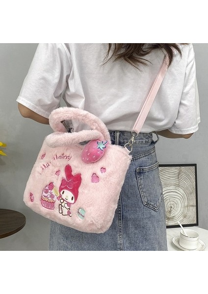 Sevimli Çizgi Film Çanta Sanrio Çanta Kuromi Tarçın Köpek Omuz Crossbody Çanta Peluş Oyuncak (Yurt Dışından)