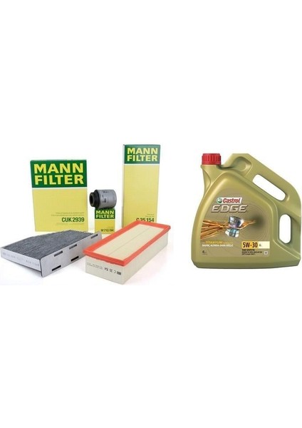 Volkswagen Jetta 1.4 Tsı 160 Bg Periyodik Bakım Filtre Seti Mann Marka Castrol Motor Yağlı