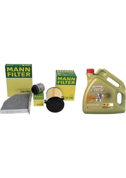 Volskwagen Jetta 1.2 Tsı 105 Bg Filtre Seti (Yakıt Hariç) Castrol 5W-30 Ll 4 Litre Yağlı Mann Marka