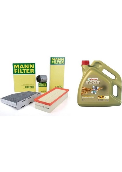 Volkswagen Golf 6 1.4 Tsı 160 Bg Periyodik Bakım Filtre Seti Mann Marka Castrol Motor Yağlı
