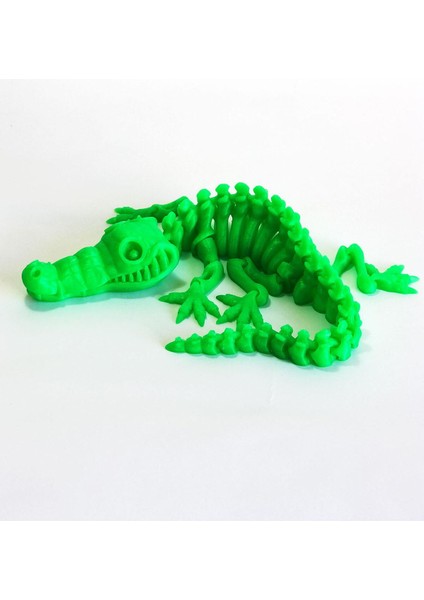 3D Hareketli İskelet Timsah Figürlü Oyuncak - Neon Yeşil