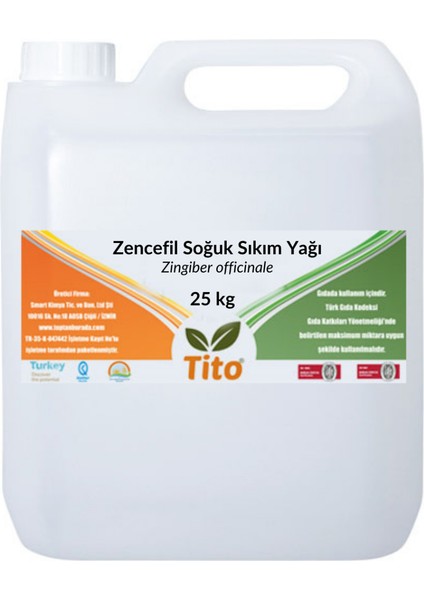 Zencefil Soğuk Sıkım Yağı Zingiber Officinale 25 kg