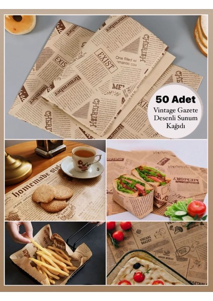 Gazete Desenli Sunum Kağıdı 50 Adet