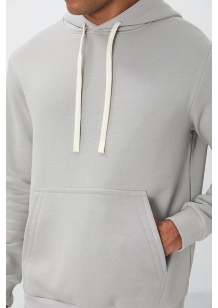 Taş Pamuklu Kalın Içi Tüylü Yumuşak Dokulu Comfort Fit Nakışlı Erkek Sweatshirt - 88419