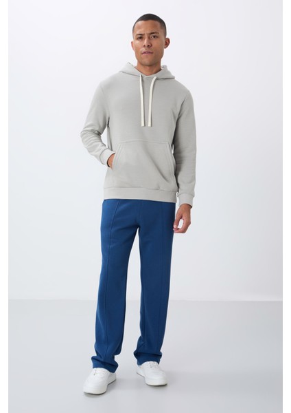Taş Pamuklu Kalın Içi Tüylü Yumuşak Dokulu Comfort Fit Nakışlı Erkek Sweatshirt - 88419