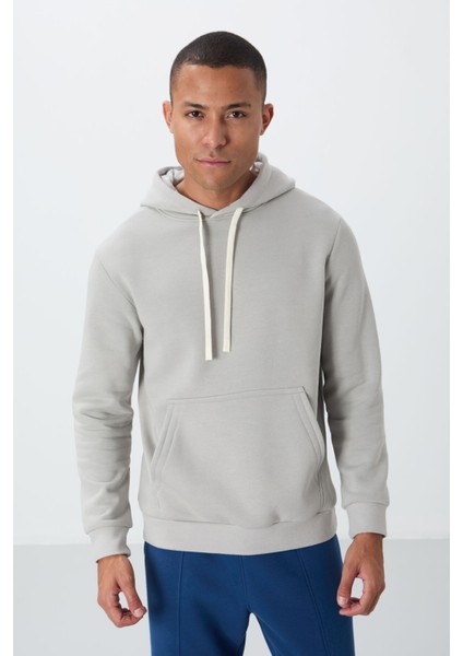 Taş Pamuklu Kalın Içi Tüylü Yumuşak Dokulu Comfort Fit Nakışlı Erkek Sweatshirt - 88419