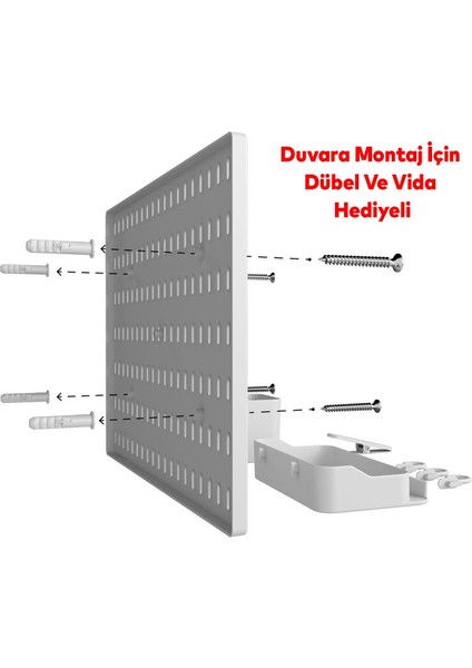 Plastik Delikli 7 Parçalı Organizer Levha Duvara Sabitlenebilir Çok Amaçlı Anahtarlık Pano 40X28 cm