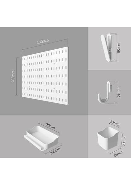 Plastik Delikli 7 Parçalı Organizer Levha Duvara Sabitlenebilir Çok Amaçlı Anahtarlık Pano 40X28 cm