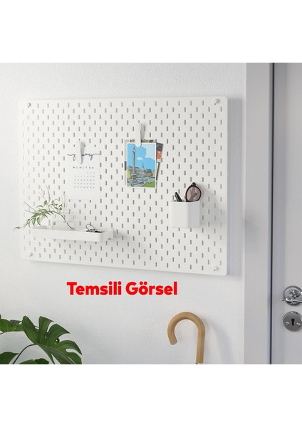 Plastik Delikli 7 Parçalı Organizer Levha Duvara Sabitlenebilir Çok Amaçlı Anahtarlık Pano 40X28 cm