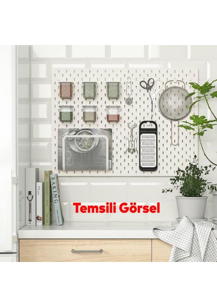 Plastik Delikli 7 Parçalı Organizer Levha Duvara Sabitlenebilir Çok Amaçlı Anahtarlık Pano 40X28 cm