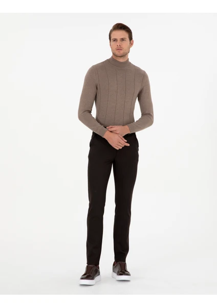 Pierre Cardin Erkek Kahverengi Slim Fit Kanvas Pantolon 50299528-Vr029