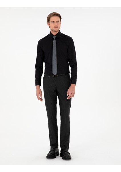 Pierre Cardin Erkek Antrasit Slim Fit Çizgili Kumaş Pantolon 50297531-VR006