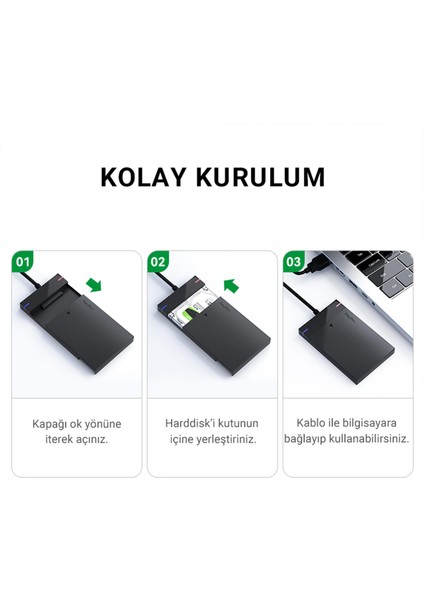 Veggieg USB 3.0 Type-C 2.5" Inch Sata SSD Hard Disk Kutusu