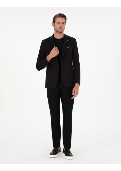 Erkek Siyah Slim Fit Kumaş Pantolon 50296135-VR046