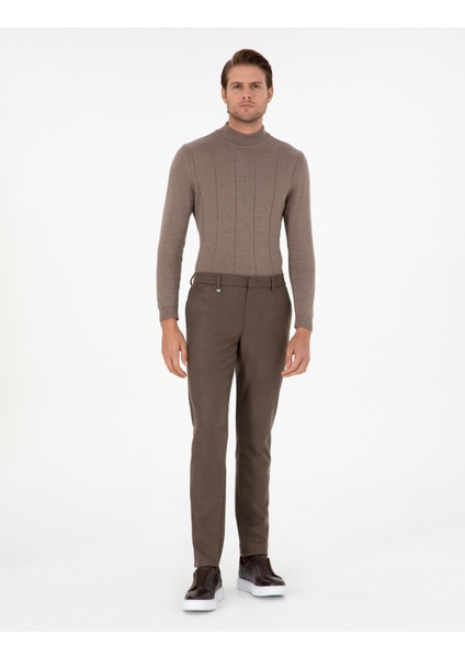 Erkek Kahverengi Ex. Slim Fit Kumaş Pantolon 50297517-VR029