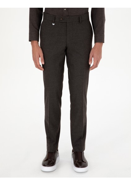 Erkek Kahverengi Slim Fit Kumaş Pantolon 50293167-VR029