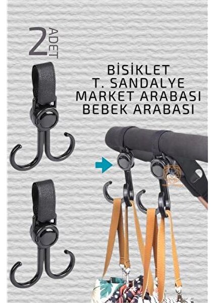 Lokal Marketing Turk Bebek Arabası Askısı Market Arabası Bisiklet T.sandalye Askısı 2 Adet - LKM9536-7470