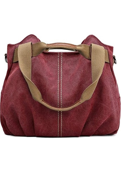 Kadın Günlük Vintage Kanvas Üst Saplı Omuz Çantası (Yurt Dışından)