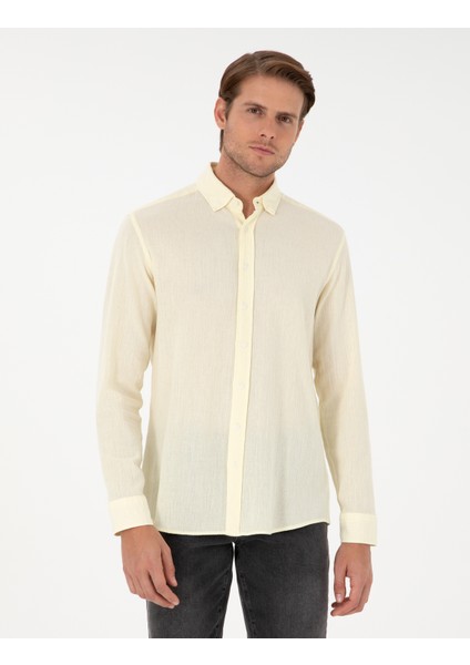 Erkek Limon Regular Fit Uzun Kollu Gömlek 50286086-VR035