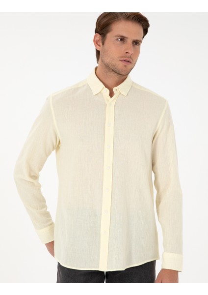 Erkek Limon Regular Fit Uzun Kollu Gömlek 50286086-VR035