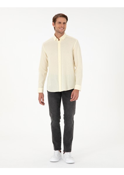 Erkek Limon Regular Fit Uzun Kollu Gömlek 50286086-VR035