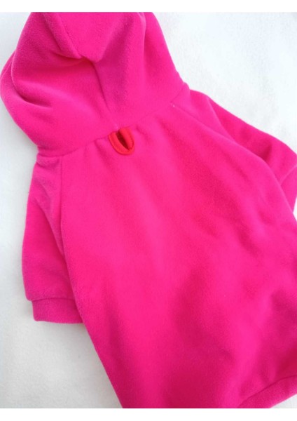 Pembe Içi Polarlı %100 Pamuk Kumaş Köpek Kıyafeti Kapüşonlu Sweatshirt