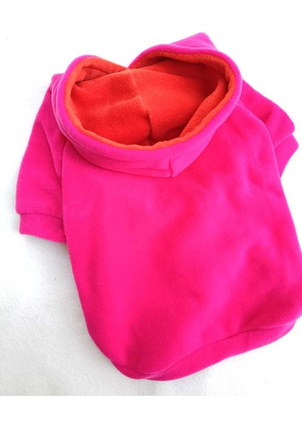 Pembe Içi Polarlı %100 Pamuk Kumaş Köpek Kıyafeti Kapüşonlu Sweatshirt