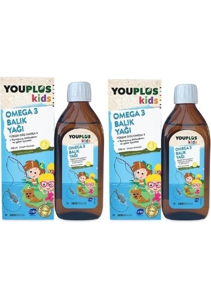 ABDİ İBRAHİM Youplus Kids Omega 3 150 Ml Balık Yağı 2 Adet