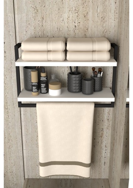 2 Katlı Havluluk ve Kitaplık Aksesuar Rafı Çok Amaçlı - Duvara Kolay Monte Edilir, Ev, Banyo, Mutfak Düzenleyici