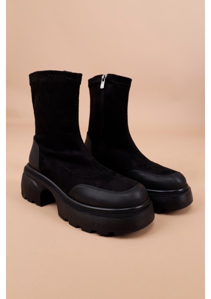Honor Kadın Süet Dalgıç Kalın Topuklu Siyah Bot indirimleri