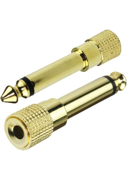 Mono 6.3 mm Erkek - 3.5 mm Dişi Çevirici Gold Aparat