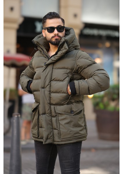 Erkek Kapşonlu Torba Cepli Kışlık Uzun Mont fırsatları