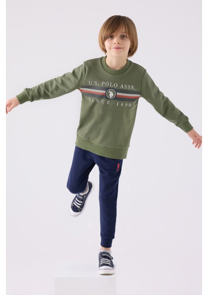 Pamuklu Beli Lastikli Bisiklet Yaka Şardonlu Eşofman Takımı Erkek Çocuk Eşofman Takımı US1907 modelleri