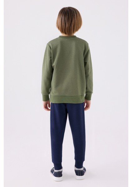 Pamuklu Beli Lastikli Bisiklet Yaka Şardonlu Eşofman Takımı Erkek Çocuk Eşofman Takımı US1907 indirimleri