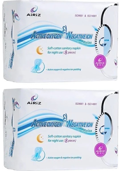 Airiz Hijyenik Gece Pedi (8'Li 2 Paket Uzun Gece Pedi)