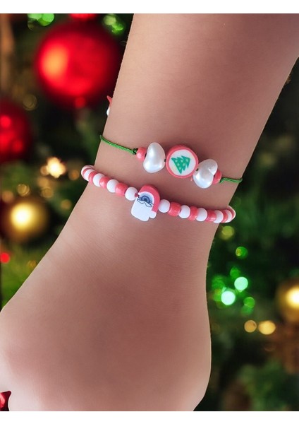 Yılbaşı Figürlü Boncuk ve Ip 2'li Bileklik