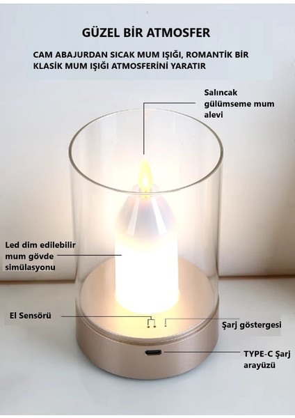 2 Adet Sarjlı Taşınabilir Masa Lambası Mum Işığı Alevsiz Elektrik LED Işık Mum Dans Hareketli Mumlar Işık Ev Dekorasyon