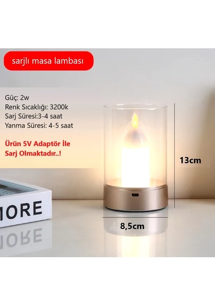 2 Adet Sarjlı Taşınabilir Masa Lambası Mum Işığı Alevsiz Elektrik LED Işık Mum Dans Hareketli Mumlar Işık Ev Dekorasyon