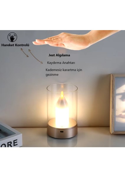 3 Adet Sarjlı Taşınabilir Masa Lambası Mum Işığı Alevsiz Elektrik LED Işık Mum Dans Hareketli Mumlar Işık Ev Dekorasyon