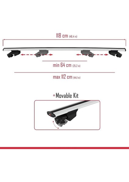 Dacia Logan 2 Mcv (K52) 2007-2012 Arası İle Uyumlu Hook Model Ara Atkı Tavan Barı Gri 2 Adet