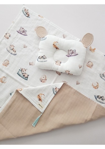 Uyuyan Hayvanlar Müslin Bebek Battaniye Müslin Bebek Yastık modelleri
