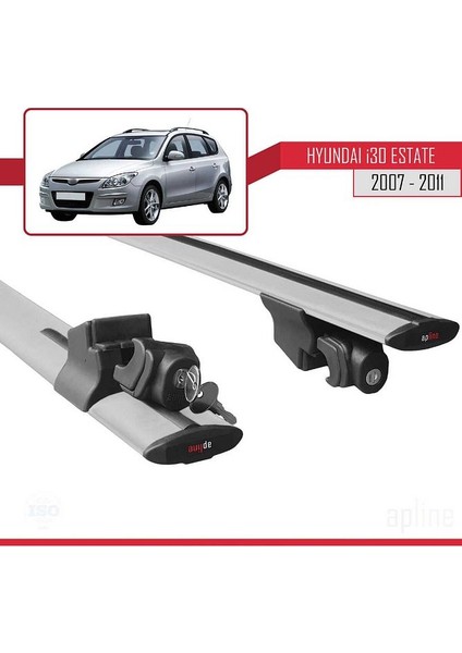 Hyundai I30 (Fd) Sw 2007-2011 Arası İle Uyumlu Hook Model Ara Atkı Tavan Barı Gri 2 Adet