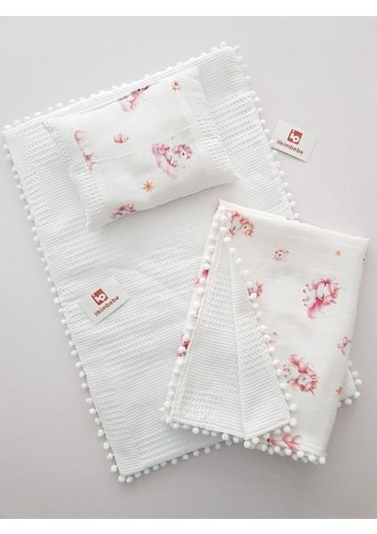 Battaniyeli Bebek Alt Açma Seti, Minderi , Müslin, Bebek Yastığı, Yenidoğan, Beşik , Bebek Ürünleri fiyatları