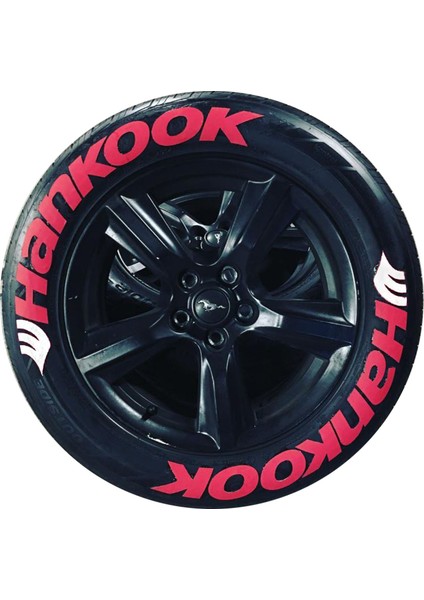 Performance Stickers Lastik Yazısı Hankook Araç Lastik Stikeri 8Adet Tüm Lastik Yanaklarına Uyumlu 31Mm Büyük Boy Kırmızı