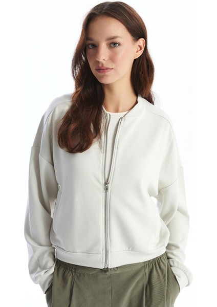 Lcw Vision Kolej Yaka Oversize Kadın Fermuarlı Sweatshirt