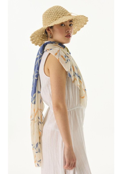 Ivy Çizgi Yaprak Desen Haki Pamuklu Şal modelleri