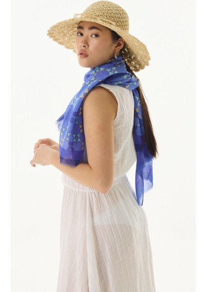 Perla Desenli İndigo Pamuklu Şal fiyatları