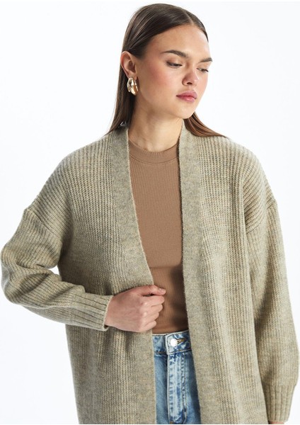 Lcw Modest Şal Yaka Düz Uzun Kollu Oversize Kadın Triko Hırka