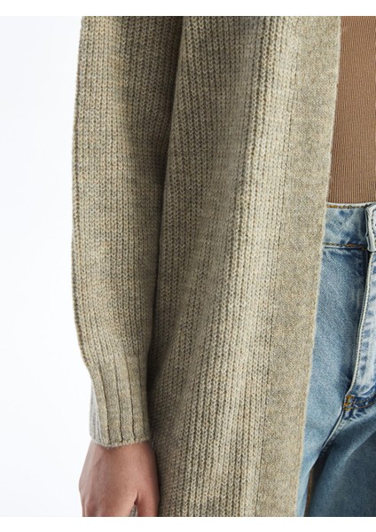 Lcw Modest Şal Yaka Düz Uzun Kollu Oversize Kadın Triko Hırka