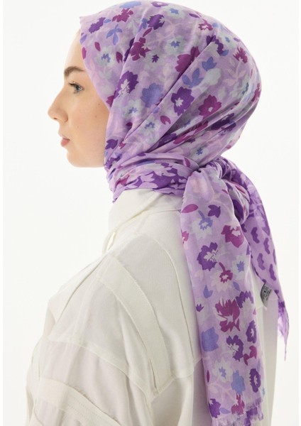 Bloom Plumeria Desen Siyah-Mavi Pamuklu Şal modelleri